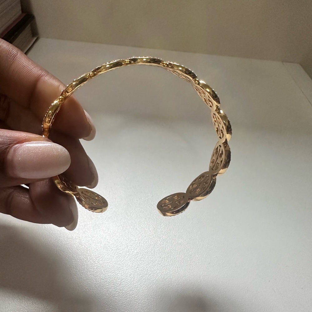 Tory Burch Gold Miller Pave Cuff - Picture 2 of 7